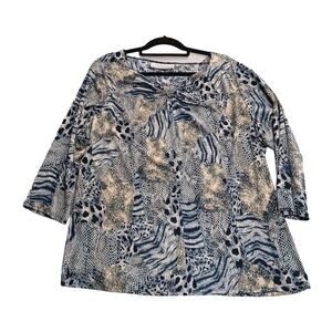 Womens 2XL Blue Snake Animal Print Simonton Says George